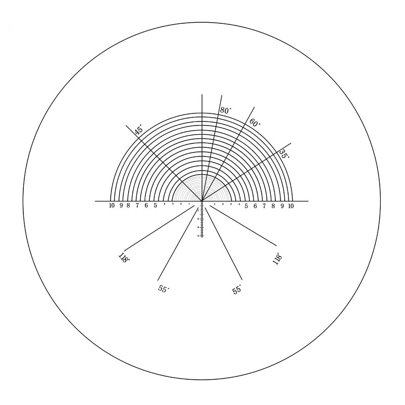 FHCW09.980 Tilt Graticule Semicircle Range Deflection Fan Rulers